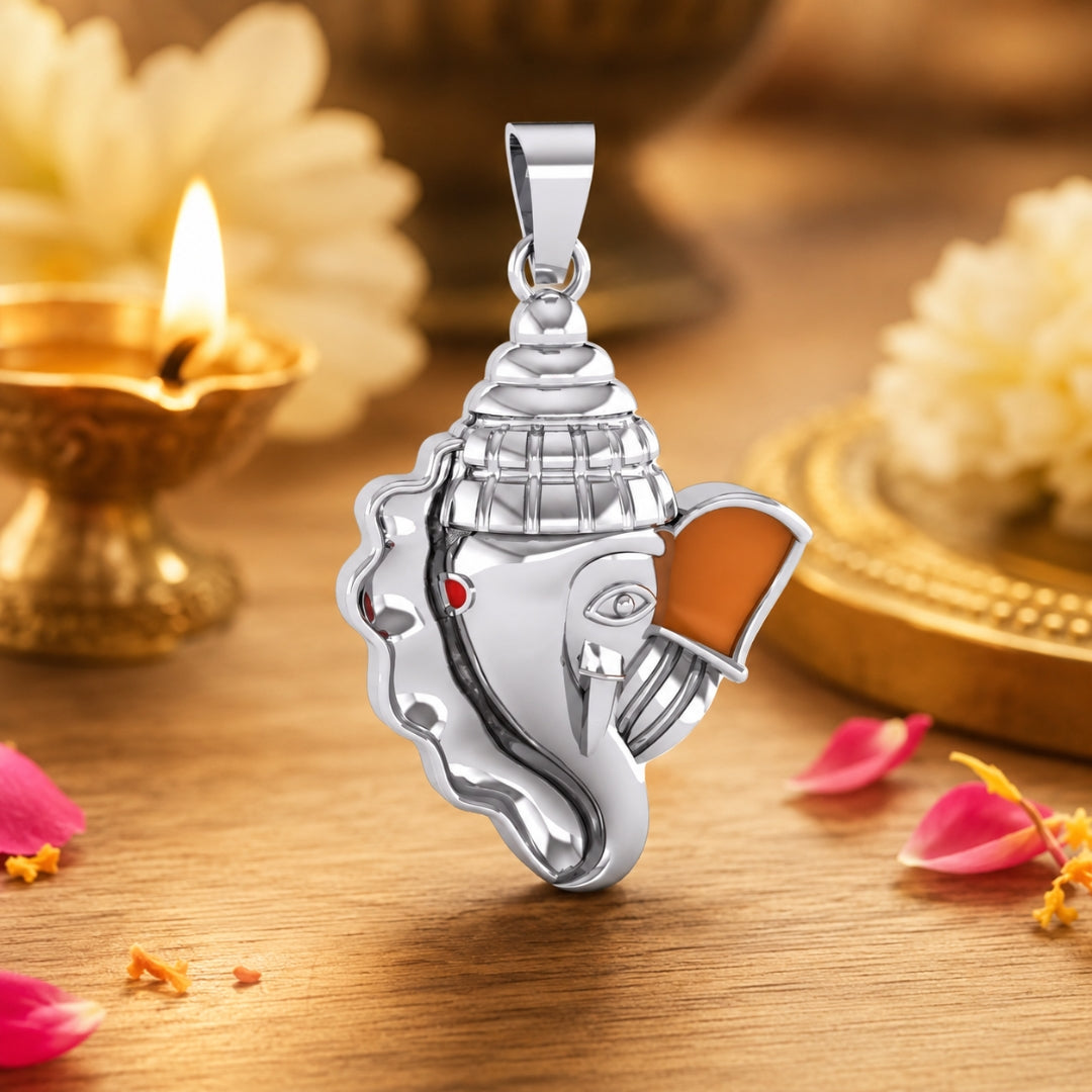 Sterling Silver Lord Ganesh Pendant (without Chain) for Men and Women