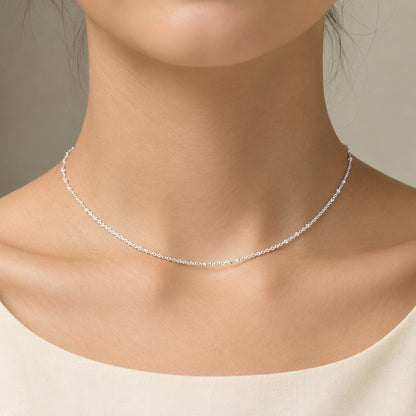 Sterling Silver Beaded Station Chain for Women