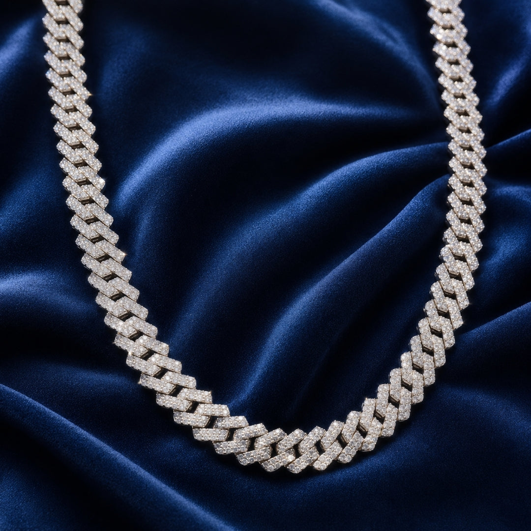 Sterling Silver EterKnight Stone Studded Cuban Link Chain for Men
