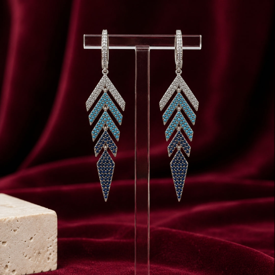 925 Sterling Silver Multicolor Gemstone Dangle Earrings for Women & Girls