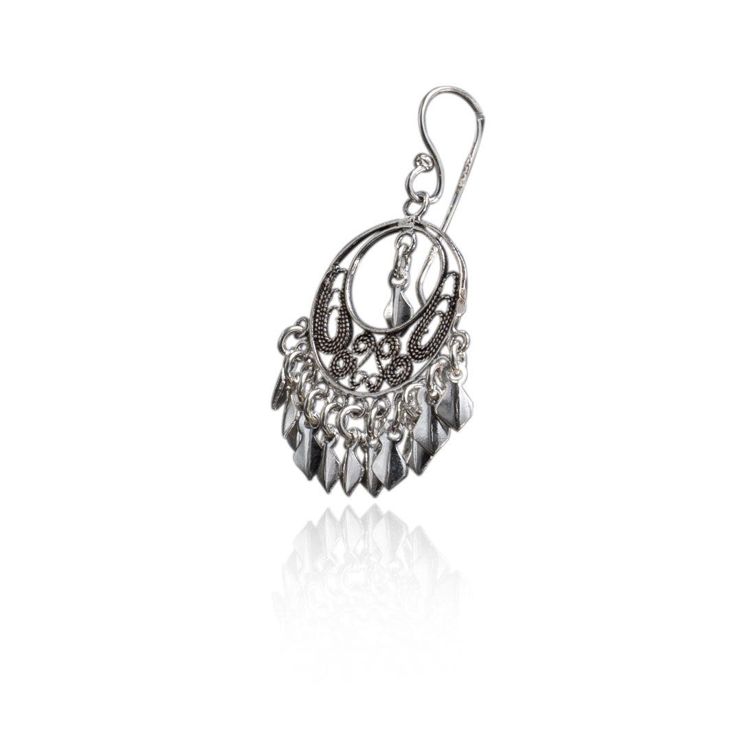 Sterling silver Moon Tarnish oxidized chandbali earrings for women and girls