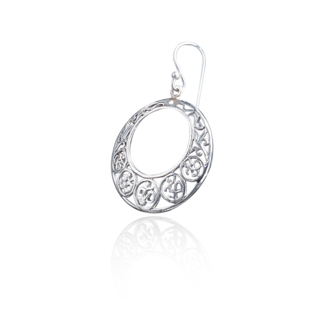 Sterling silver oxidized om Bali round earrings for women and girls