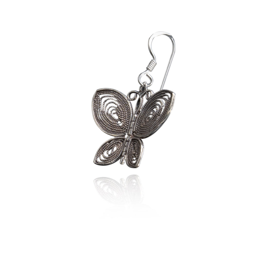 Sterling silver Moon Tarnish oxidized Butterfly dangle earrings for women and girls