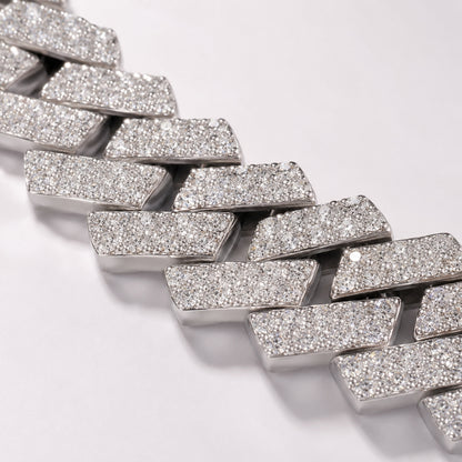 Sterling Silver EterKnight Stone Studded Cuban Link Chain for Men