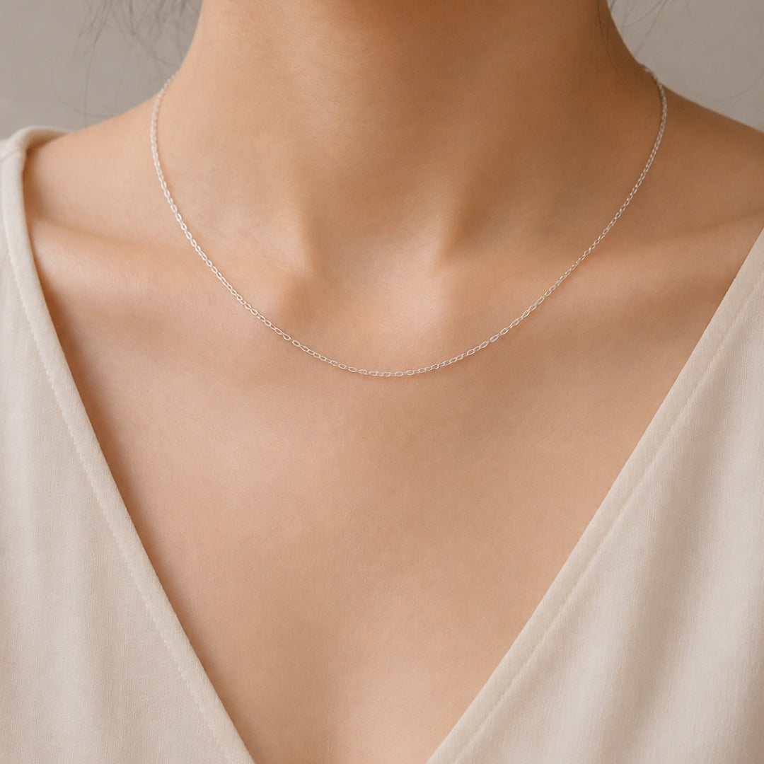 Sterling Silver Oval Cable Link Chain for Men and Women
