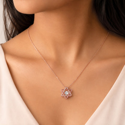 Sterling Silver Rose Gold Plated Star Pendant Necklace for Women