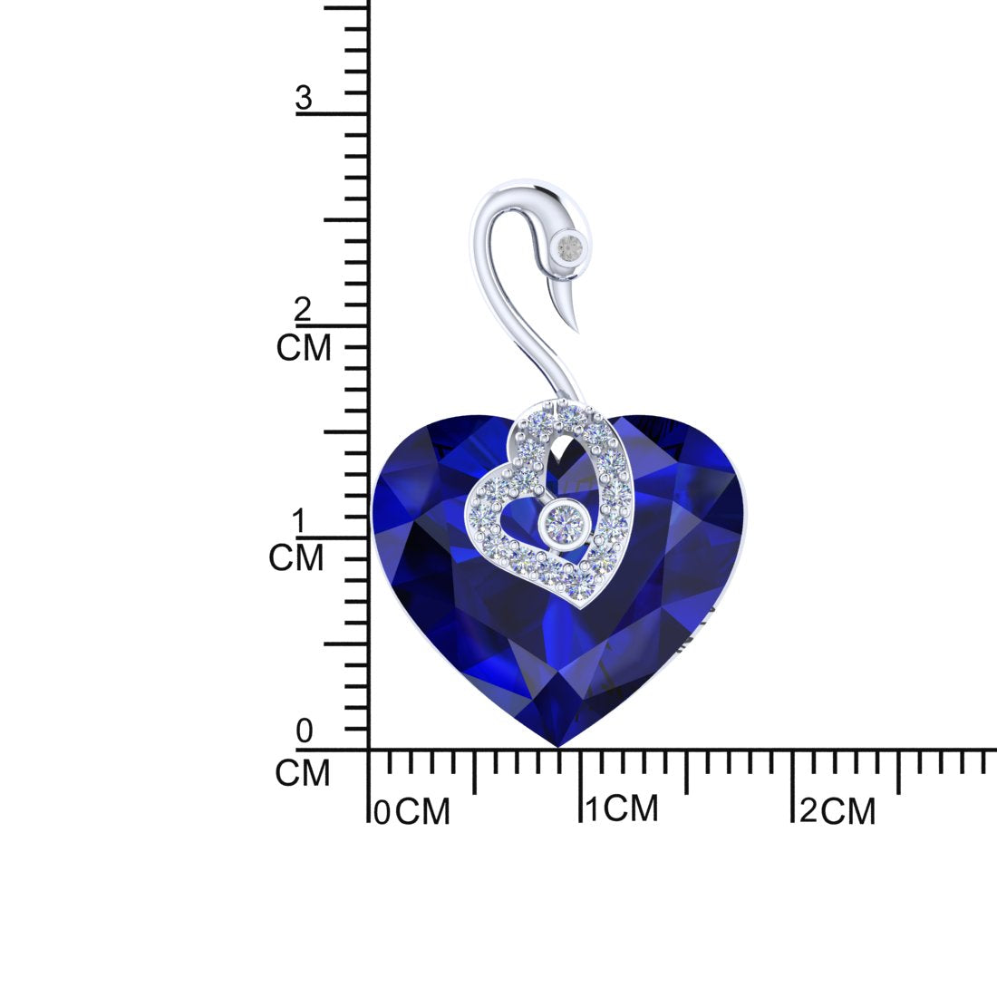 Sterling Silver Swan In Heart chain pendant for Women and Girls