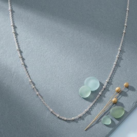 Sterling Silver Beaded Station Chain for Women