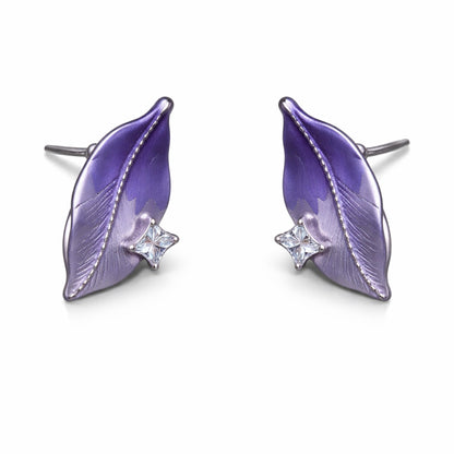 Sterling Silver Lavender Leaf Pendant with Earrings Set for Women