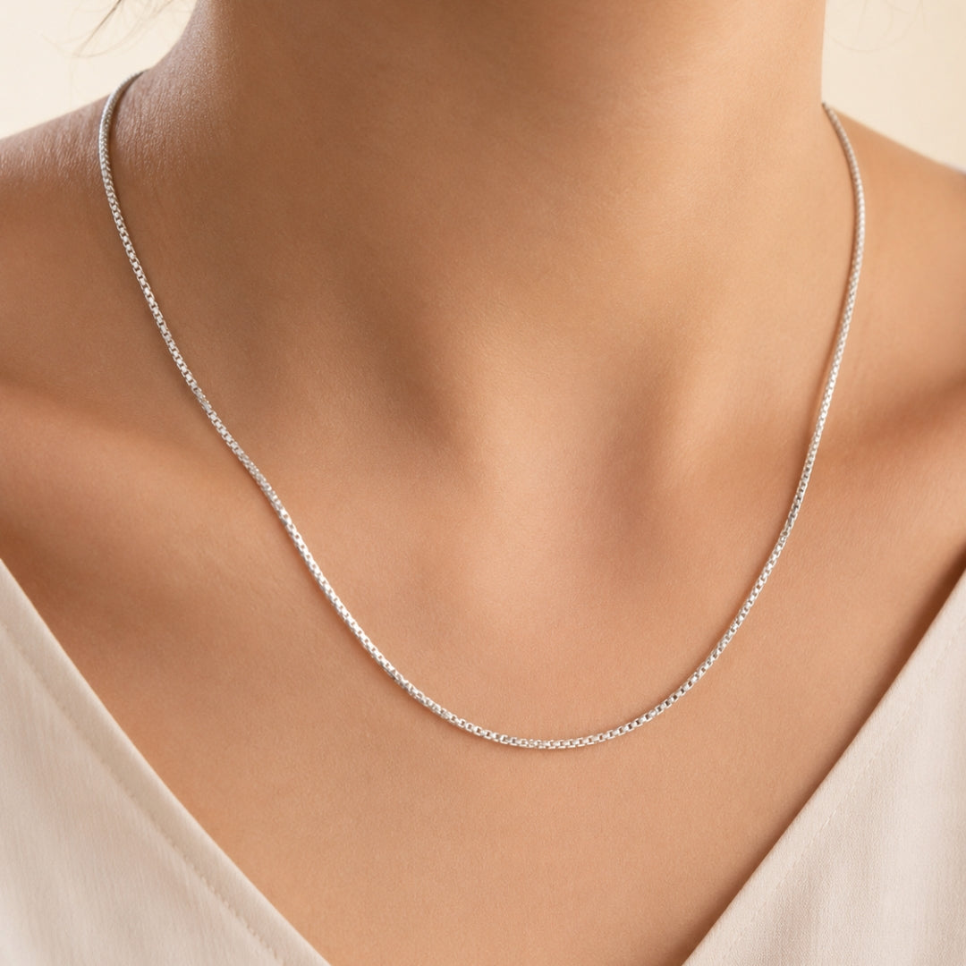 Sterling Silver Box Link Chain for Men and Women