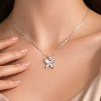Sterling Silver Butterfly Chain Pendant for Women