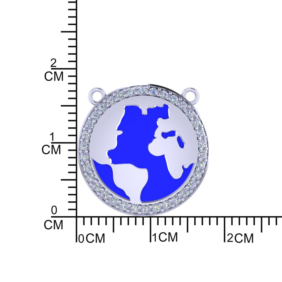 925 Sterling Silver Blue Globe Chain Pendant  for Women & Girls