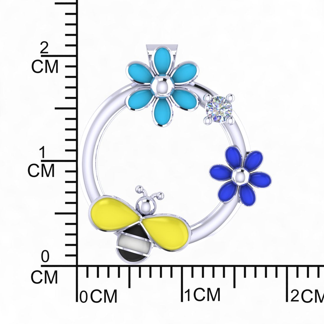 Sterling Silver Bee Floral chain pendant For Women and Girls