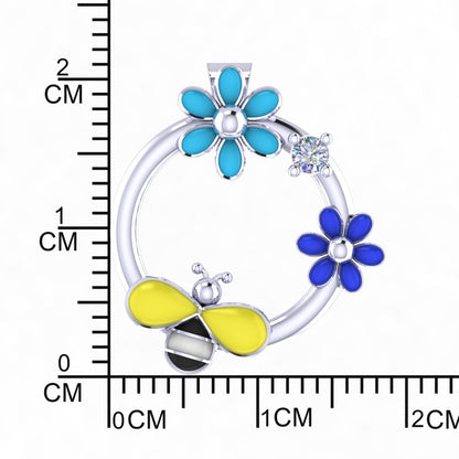 Sterling Silver Bee Floral chain pendant For Women and Girls