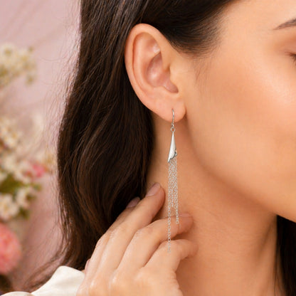 Sterling Silver Multi Chain Drop Threader Earrings for Women