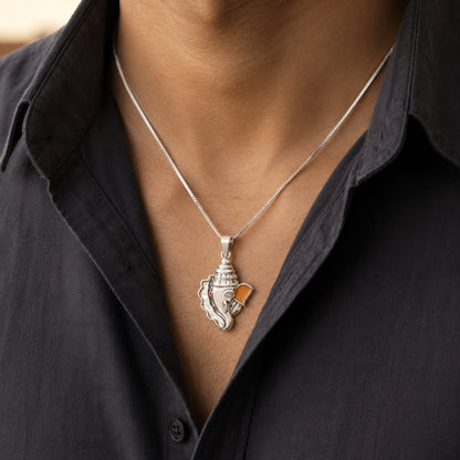 Sterling Silver Lord Ganesh Pendant (without Chain) for Men and Women