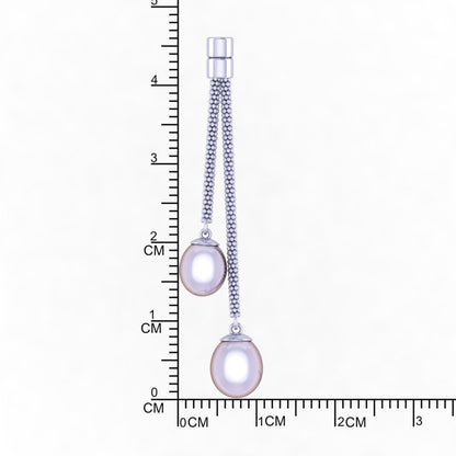 Sterling Silver Pearl Chain Pendant with Earrings set for Women and Girls