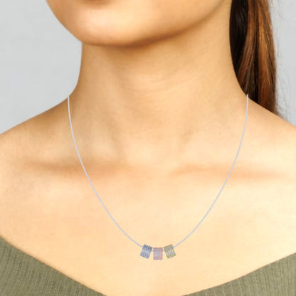 Sterling Silver Tricolors Zircon chain pendant for Women and Girls