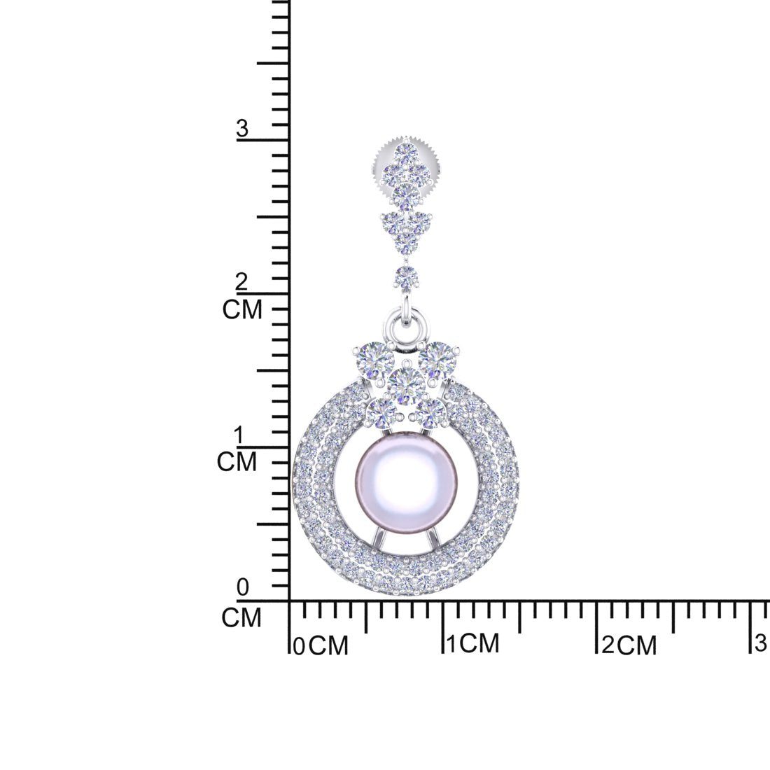 Sterling Silver Zircon studded pearl chain pendant with earrings set for women and girls