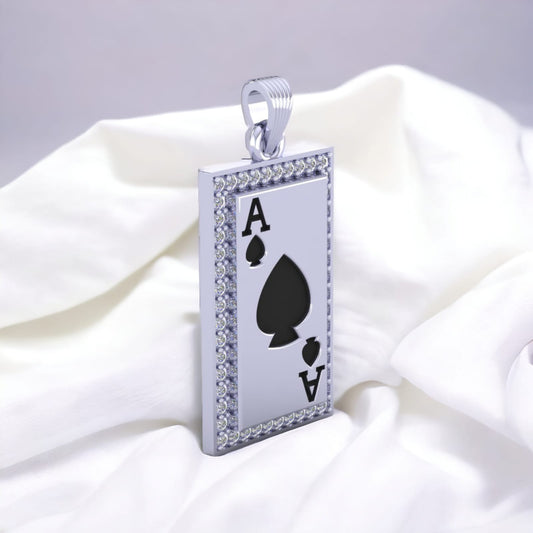 Sterling Silver 925 Ace of Spades Pendant for Men and Boys