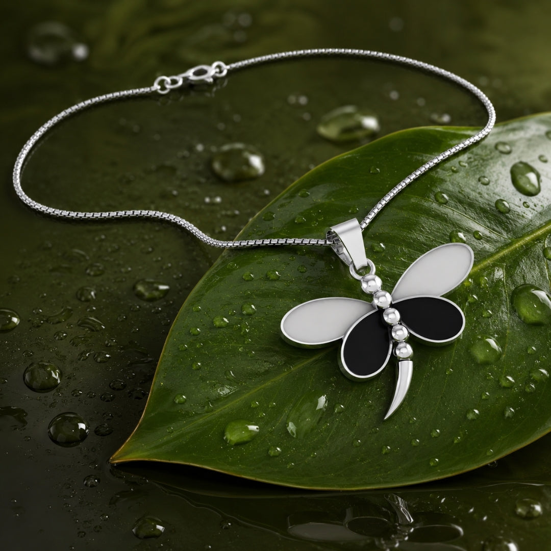 Sterling Silver Dragonfly Chain Pendant for Women and Girls