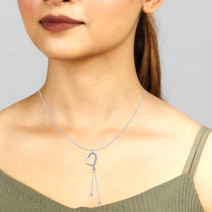 Sterling Silver 925 Heart drop chain pendant for Women and Girls