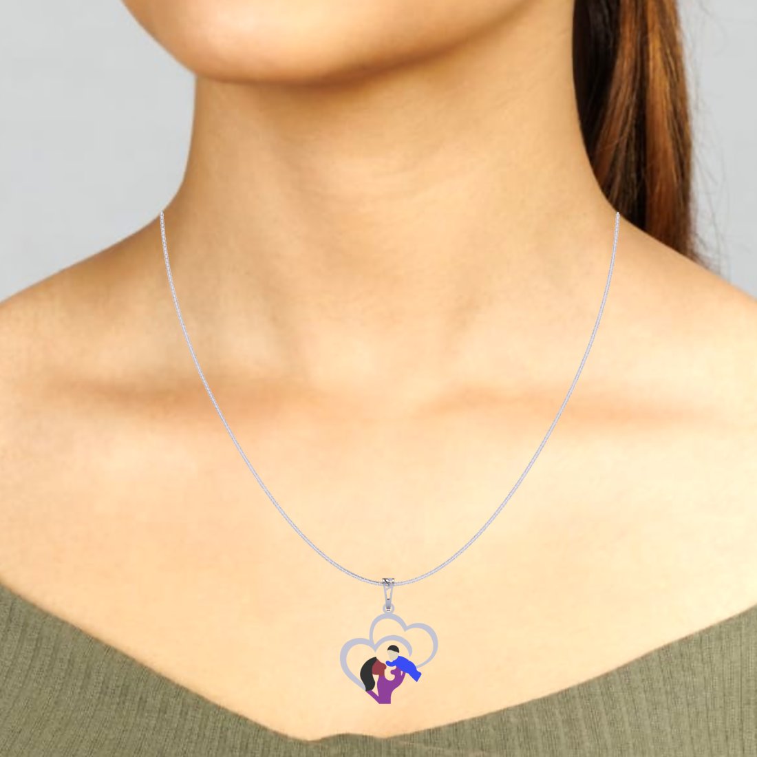 Sterling Silver 925 Mother's love Chain Pendant for Women and Girls