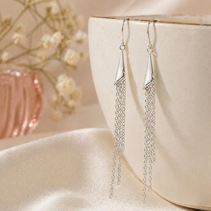 Sterling Silver Multi Chain Drop Threader Earrings for Women