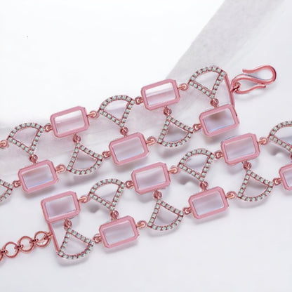 Rose Gold Link Chunky Bracelet For Women & Girls