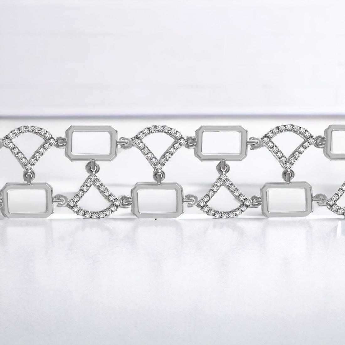 Sterling Silver Triangle Linked Bracelet For Women & Girls