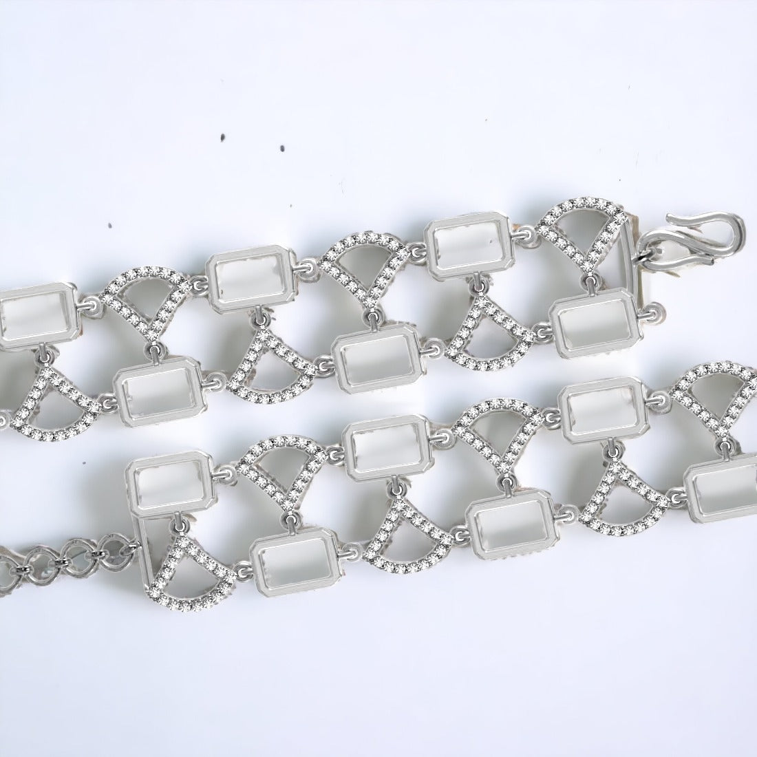 Sterling Silver Triangle Linked Bracelet For Women & Girls