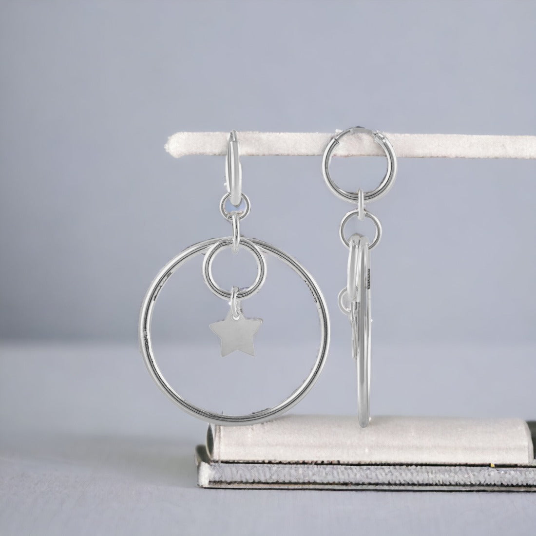 Silver Clip On Drop Earrings For Women & Girls