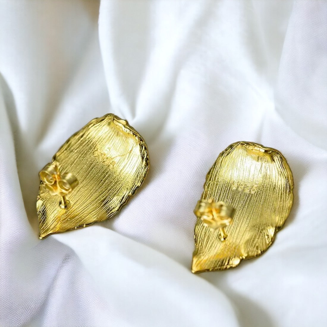 Gold Tone Leaf Earrings for Women & Girls