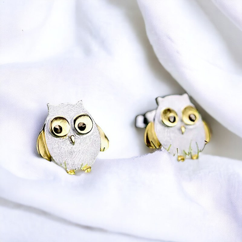 Silver owl earrings store