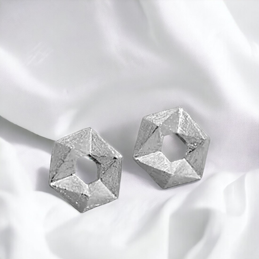 Silver Octagon Earring For Women & Girls