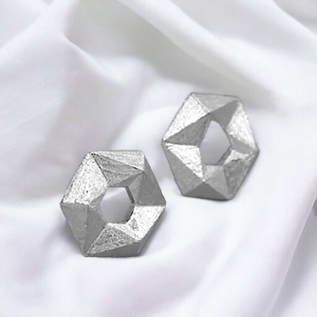 Silver Octagon Earring For Women & Girls
