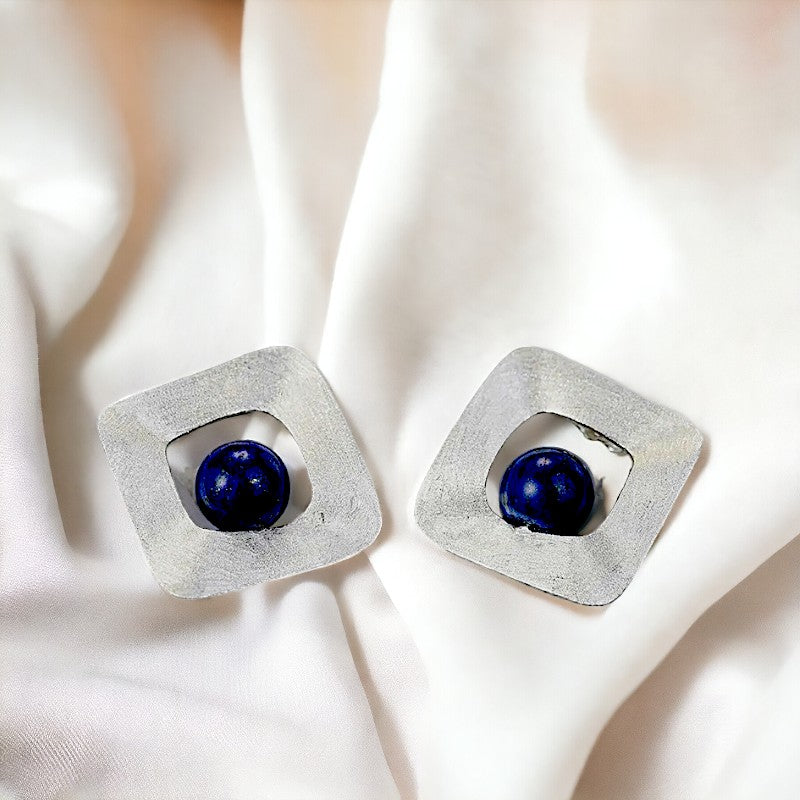 Square and Blue Stud Earring For Women & Girls