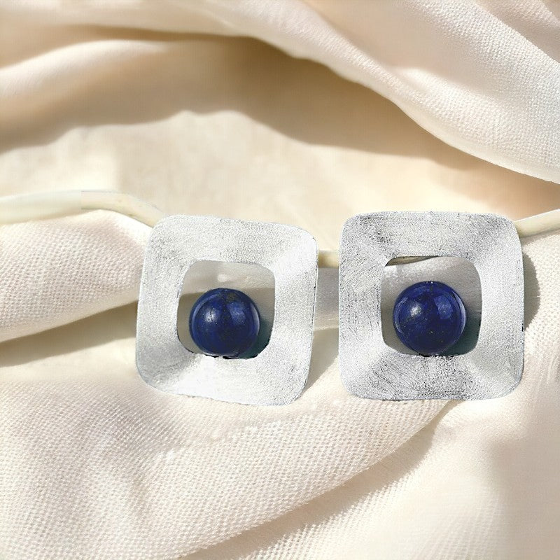 Square and Blue Stud Earring For Women & Girls