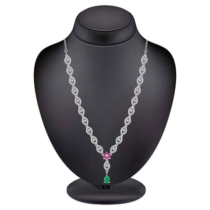 Multicolor Cubic Zirconia Bib Set For Women & Girls