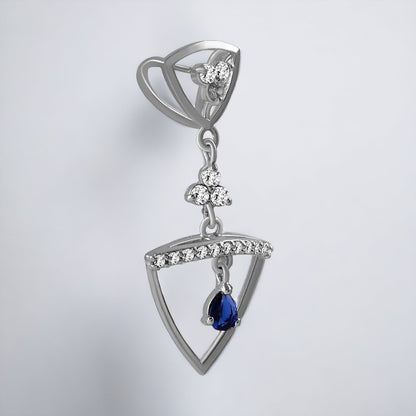 Triangle Drop Set with Blue Stone For Women & Girls