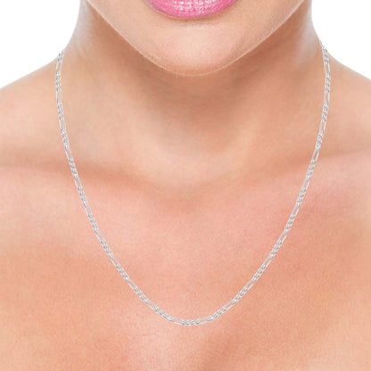 Sterling Silver Figaro Necklace Chain For Men & Women