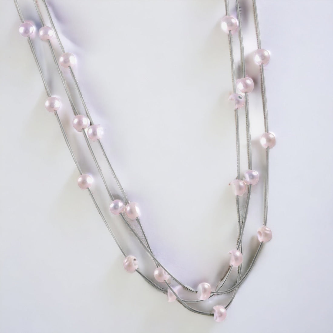 Silver Multi Silver Pearls Necklace For Women & Girls