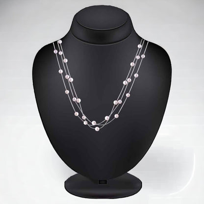 Silver Multi Silver Pearls Necklace For Women & Girls
