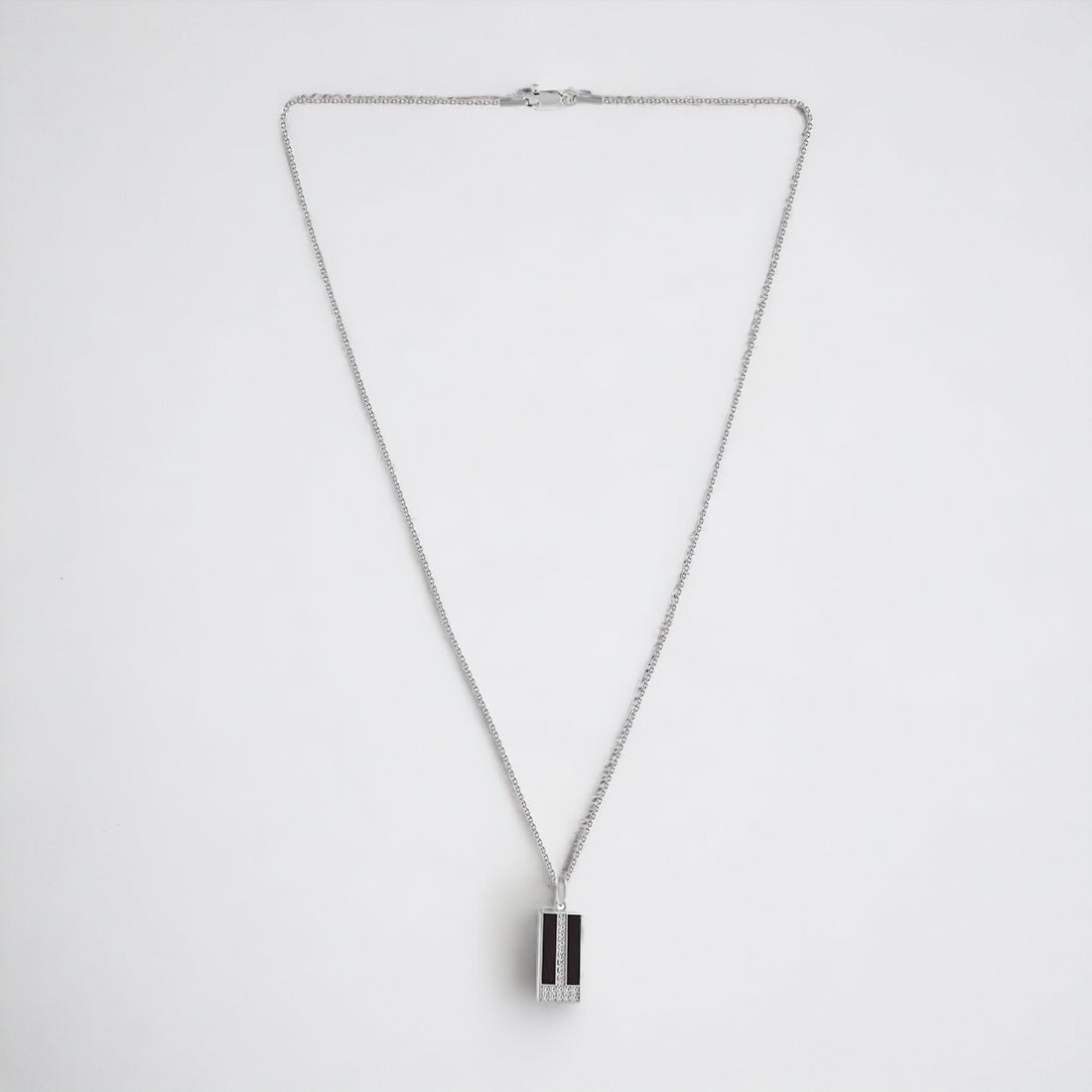 Black Rectangle Pendant With Chain For Women & Girls