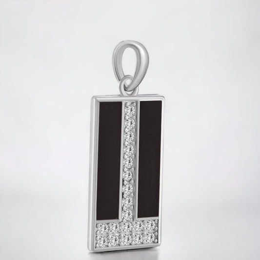 Black Rectangle Pendant With Chain For Women & Girls