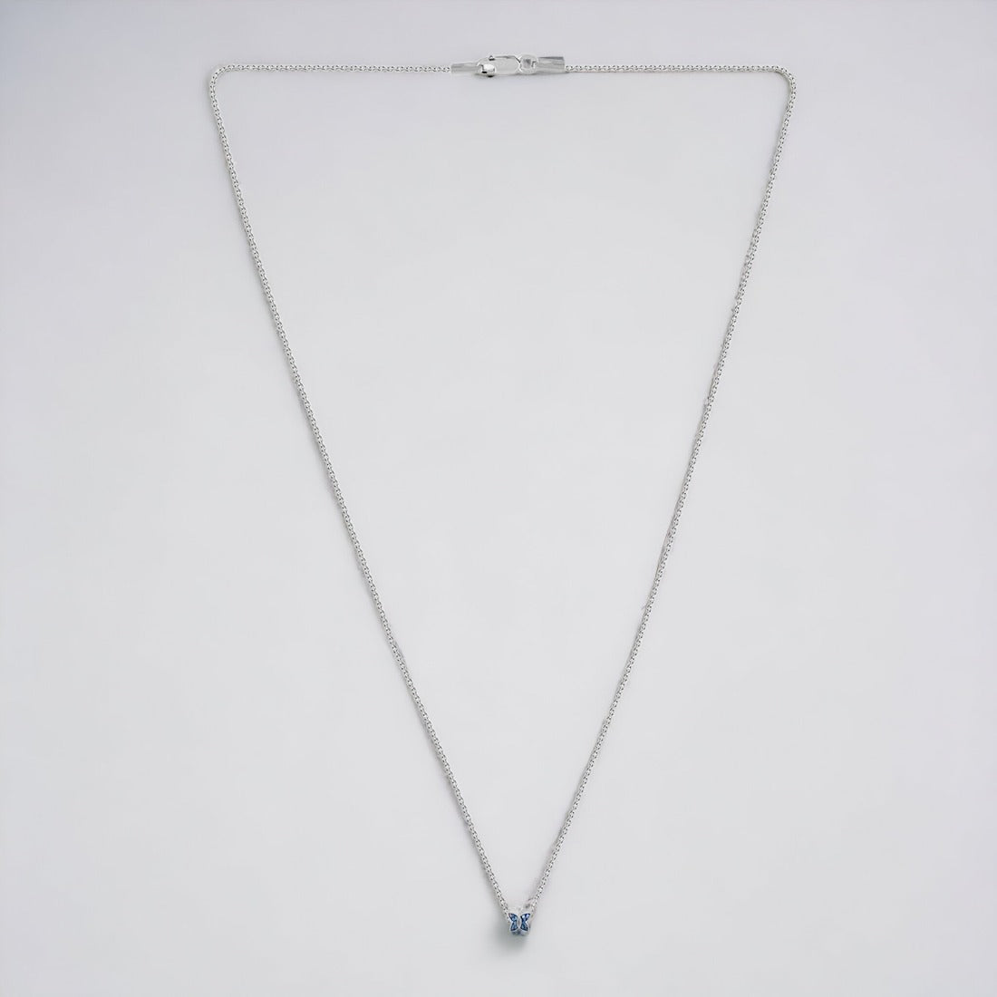 Blue Silver Butterfly Pendant With Chain For Women & Girls