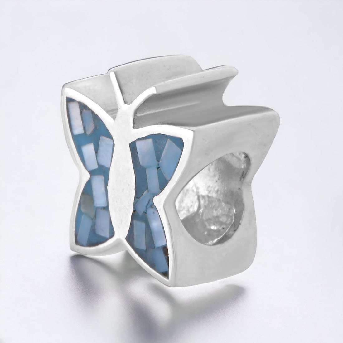 Blue Silver Butterfly Pendant With Chain For Women & Girls