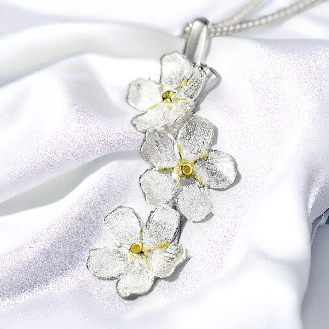 Silver Forget Me Not Flower Pendant For Women & Girls(Without Chain)