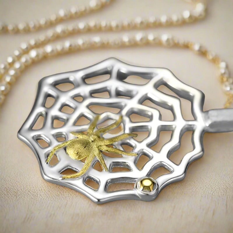 Silver Spiderweb Pendant For Women & Girls(Without Chain)
