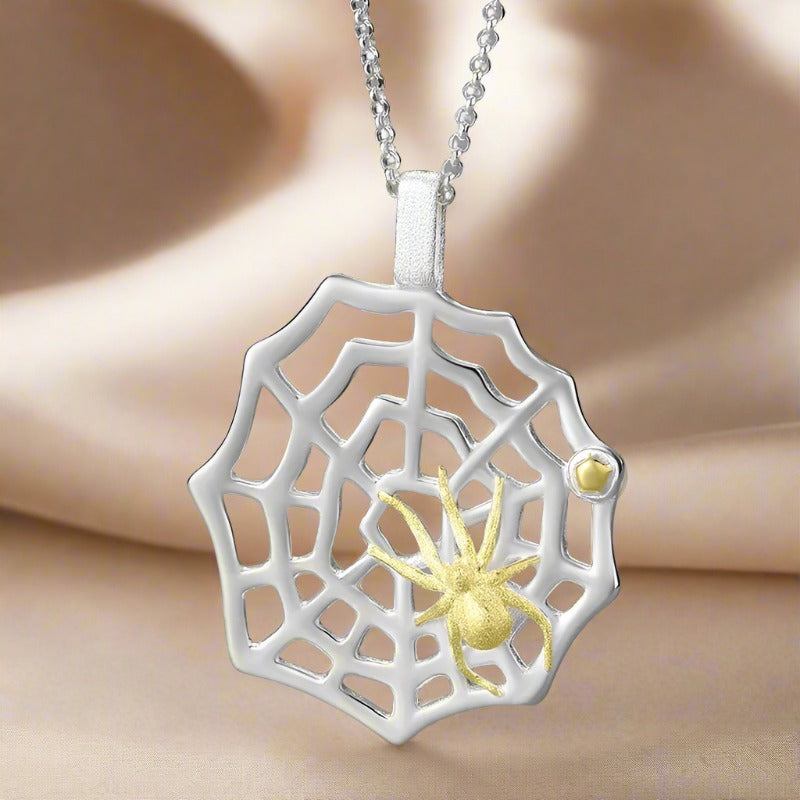 Silver Spiderweb Pendant For Women & Girls(Without Chain)